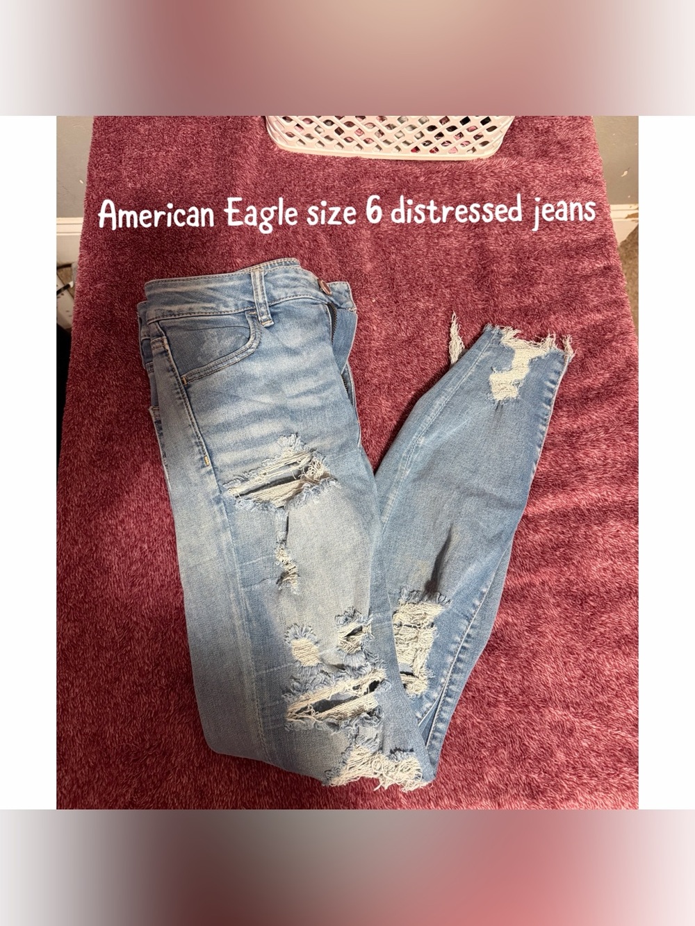 American Eagle Outfitters Light Blue Ripped Skinny Jeans